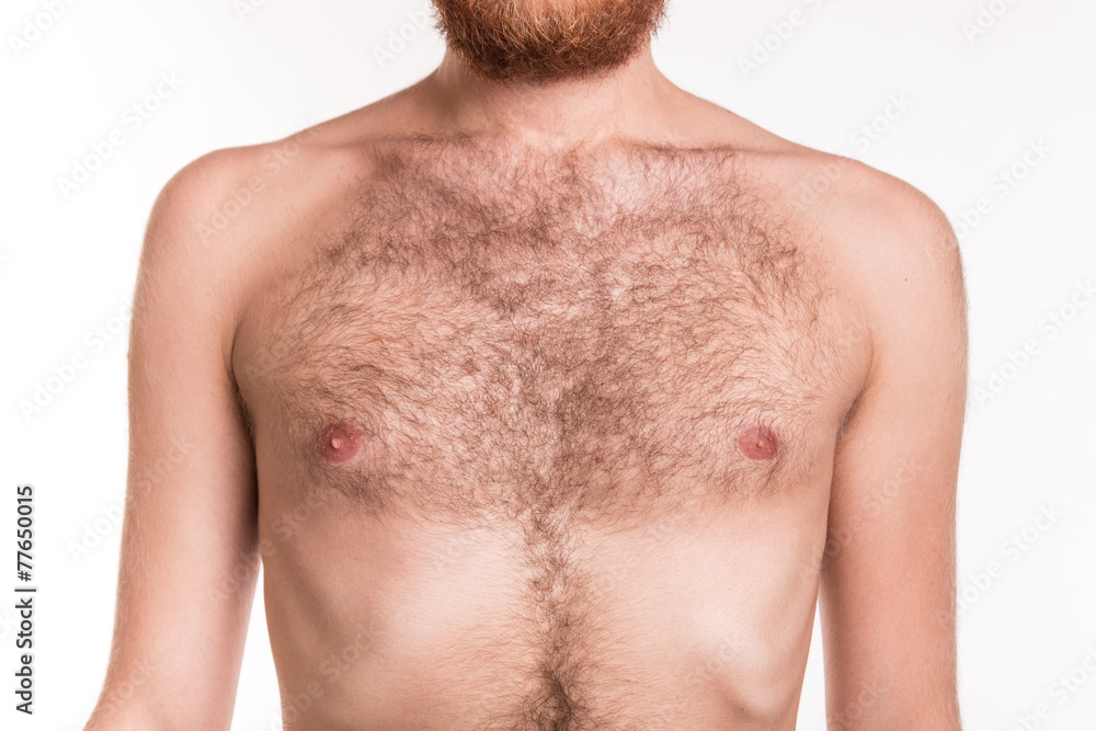 Chest of a man with hair
