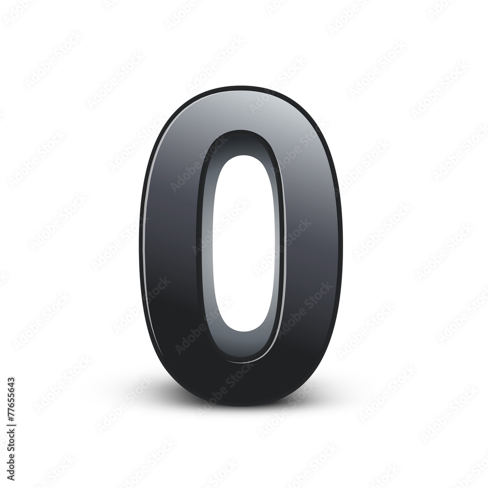 3d shiny black number 0 3d shiny black number 0