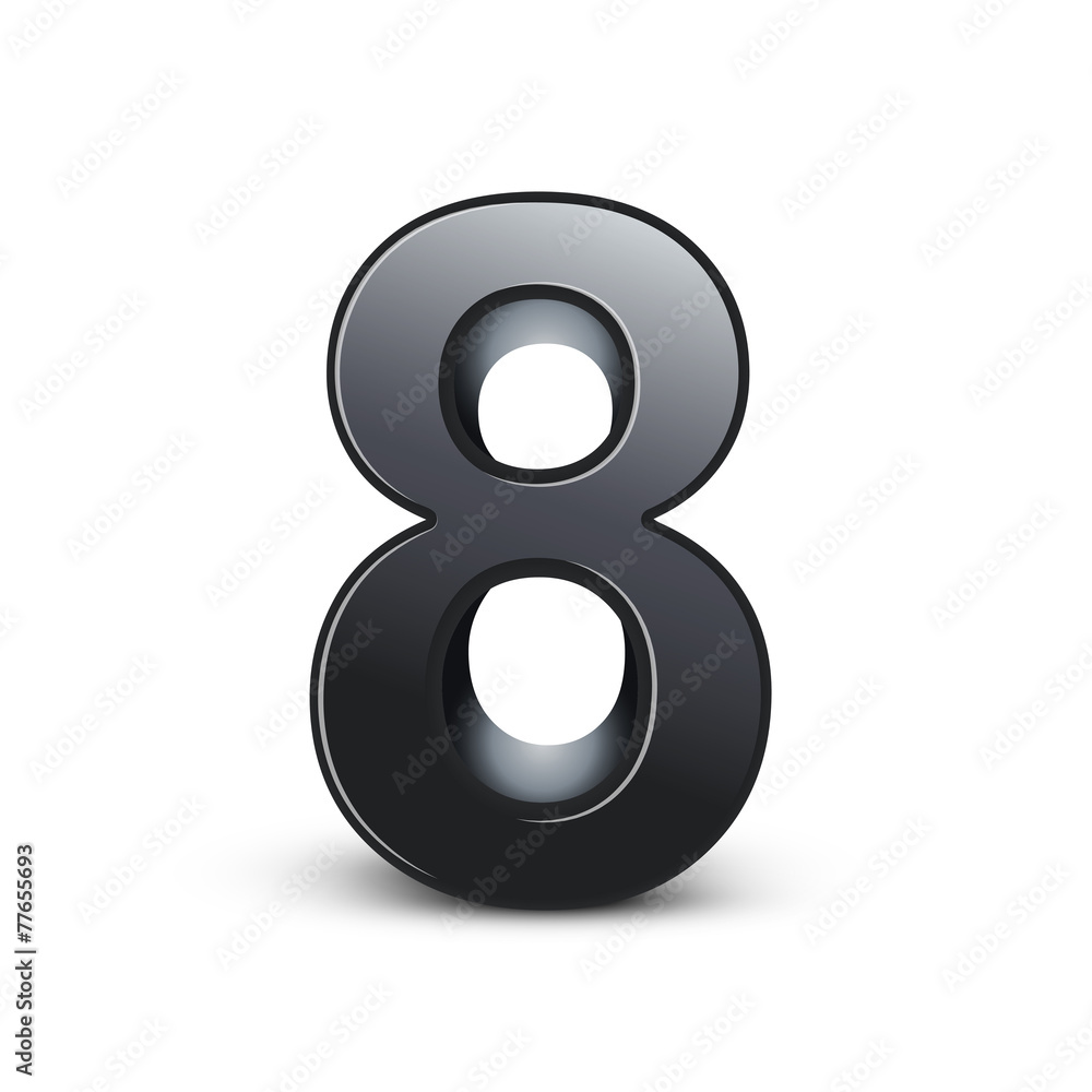3d shiny black number 8 3d shiny black number 8