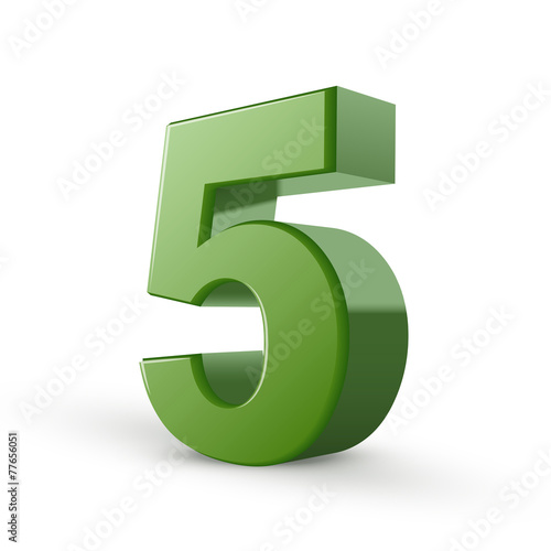 3d shiny green number 5