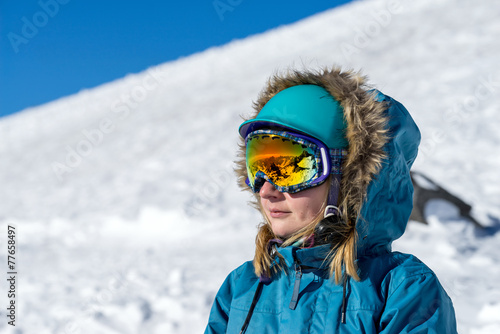 Portrait of young woman at ski resort