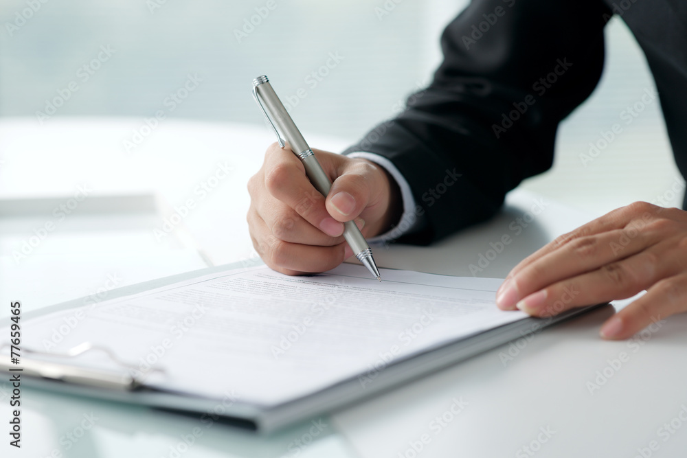Signing legal document Signing legal document