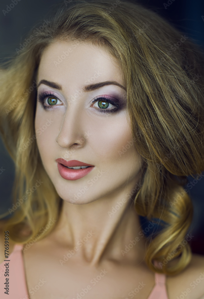 Emotive portrait of young beautiful woman with long blonde hair. Emotive portrait of young beautiful woman with long blonde hair.