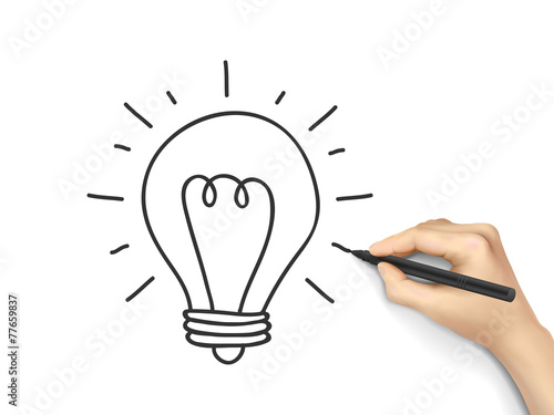 light bulb drawn by human hand