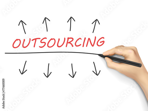 outsourcing word written by hand