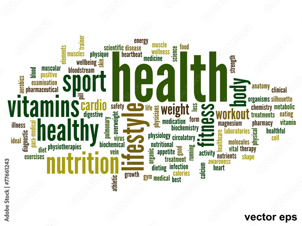 Vector conceptual health word cloud Vector conceptual health word cloud