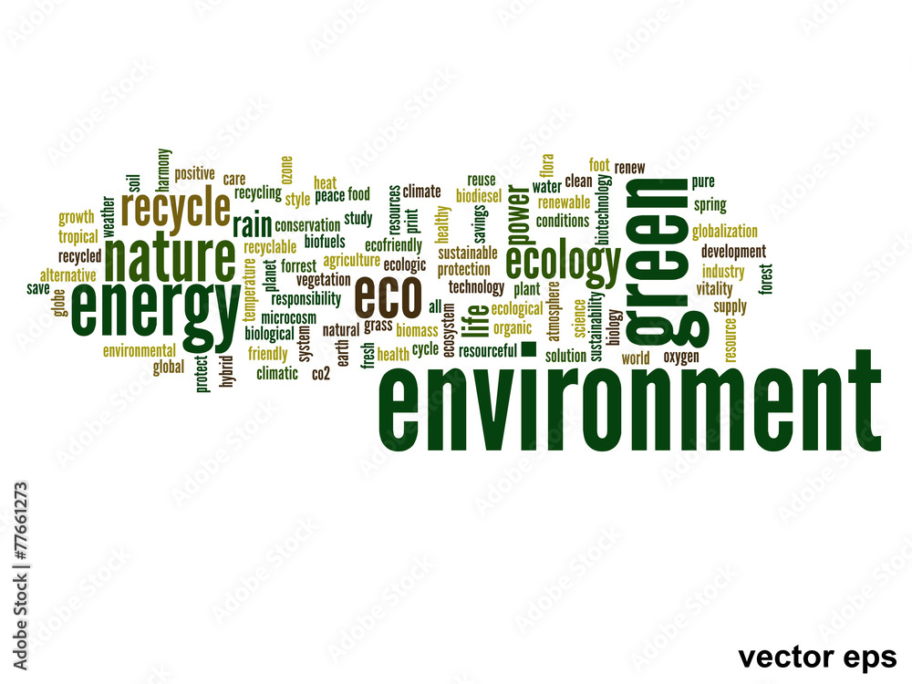 Vector conceptual ecology word cloud