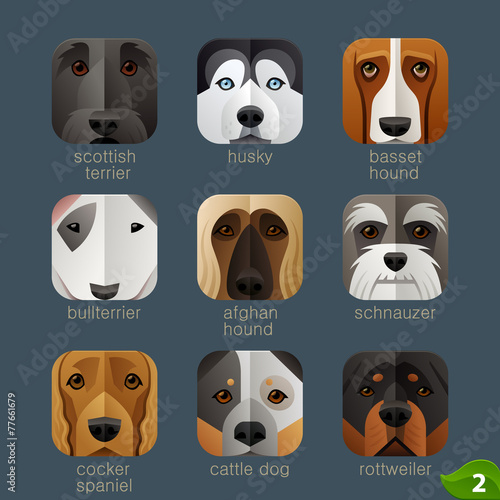 Animal faces for app icons-dogs set 1