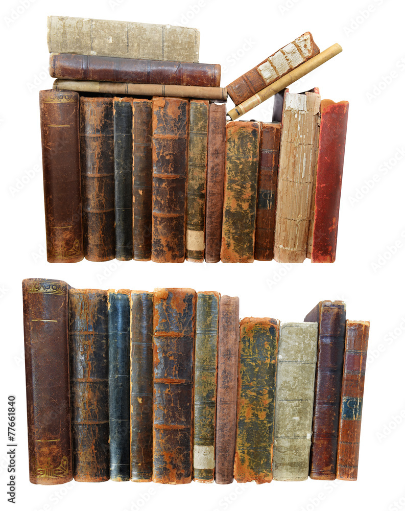 Naklejka premium Set with old damaged books