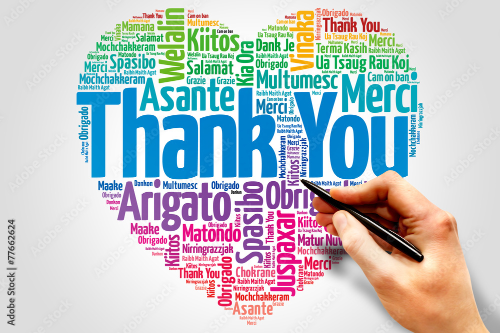 Thank You in many languages, love heart word cloud concept Thank You in many languages, love heart word cloud concept