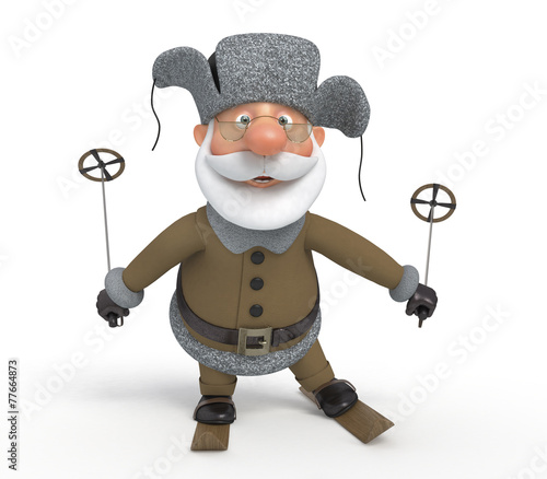 The grandfather on skis