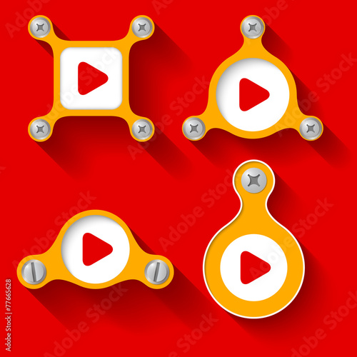 abstract yellow objects and screws and play symbol