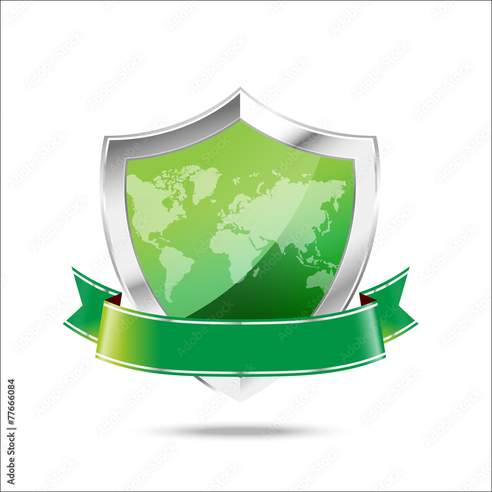 World map protection metal shield on the white background World map protection metal shield on the white background