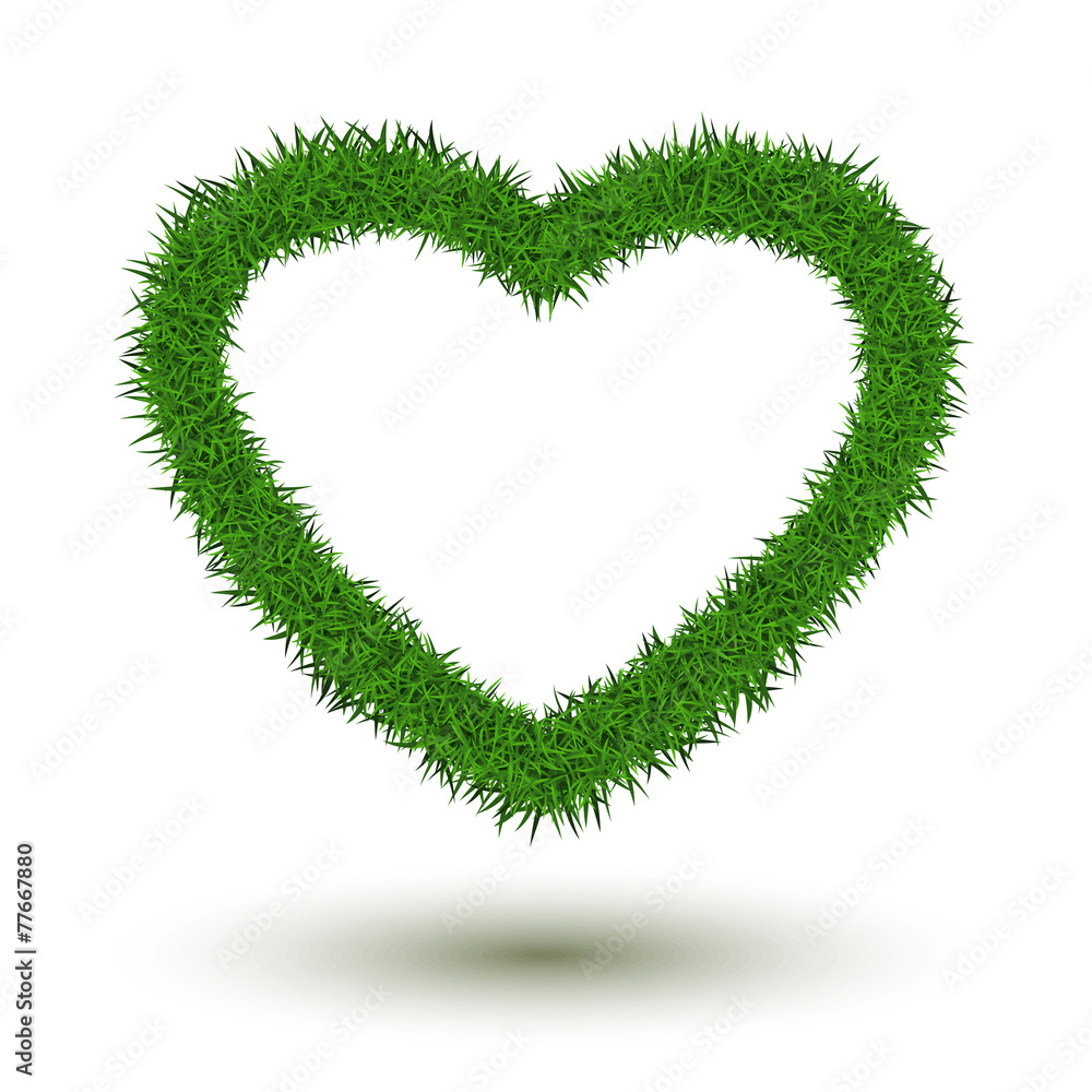 Grass heart isolated on white background. Grass heart isolated on white background.
