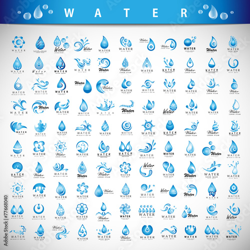 Water And Drop Icons Set - Isolated On Gray Background - Vector Illustration, Graphic Design Editable For Your Design