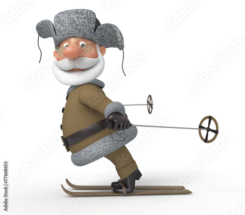 The grandfather on skis