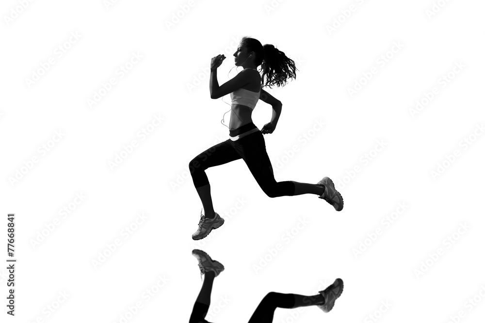 Composite image of full length of healthy woman jogging Composite image of full length of healthy woman jogging