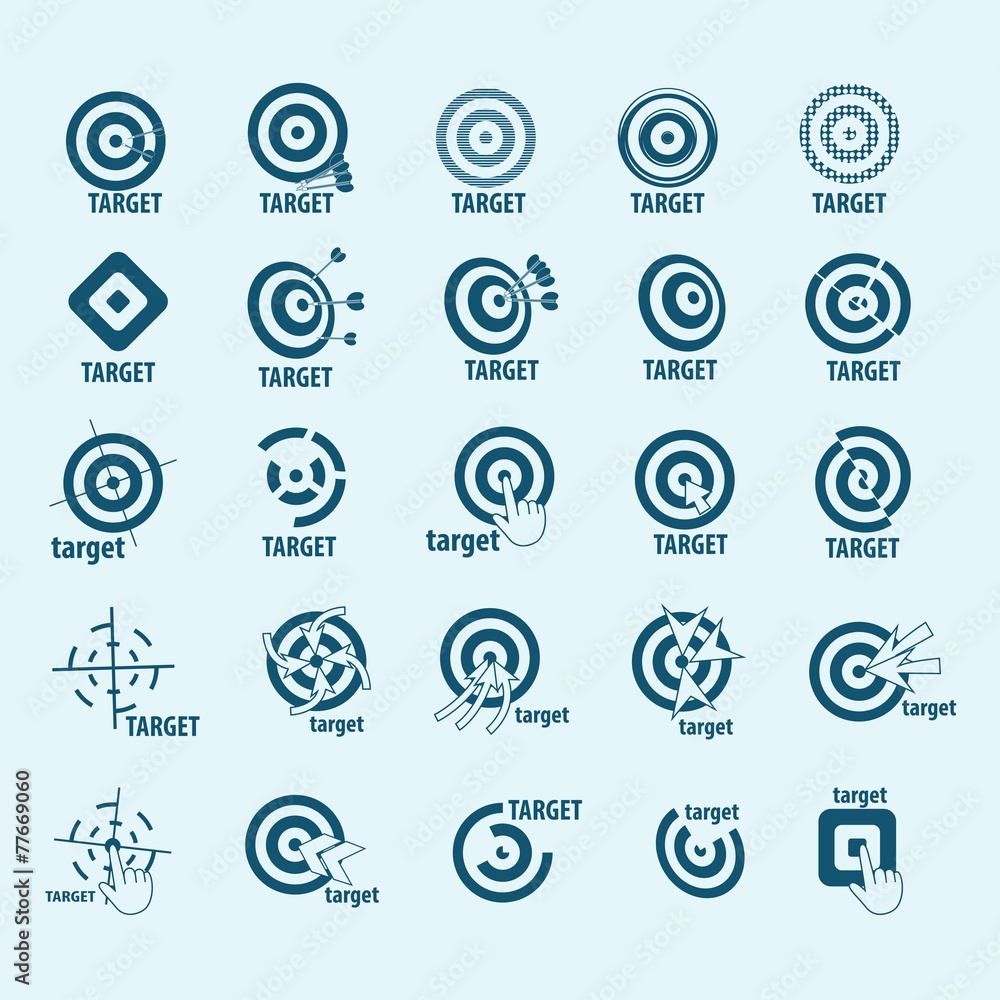 Target Icons Set - Isolated On Blue Background - Vector Illustration, Graphic Design, Editable For Your Design