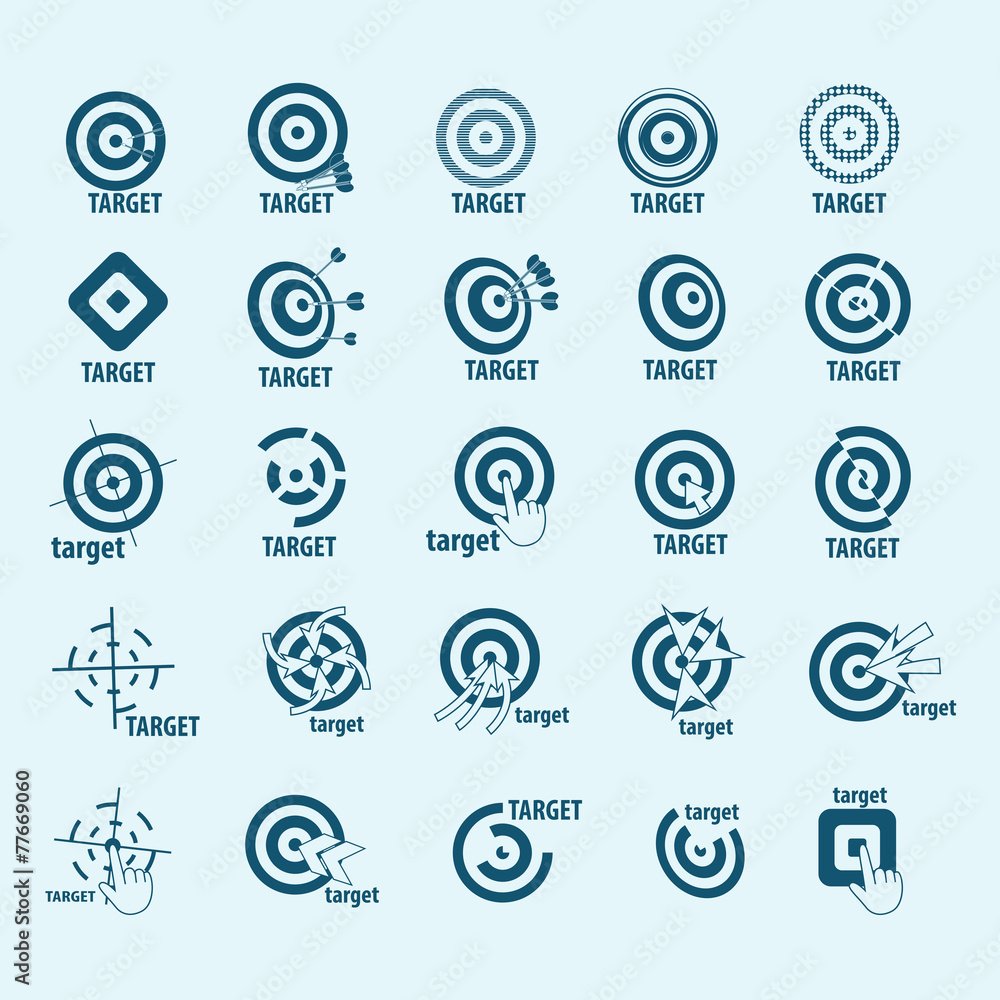 Target Icons Set - Isolated On Blue Background - Vector Illustration, Graphic Design, Editable For Your Design Target Icons Set - Isolated On Blue Background - Vector Illustration, Graphic Design, Editable For Your Design