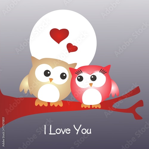 San Valentín_Pareja de buhos enamorados_I love you