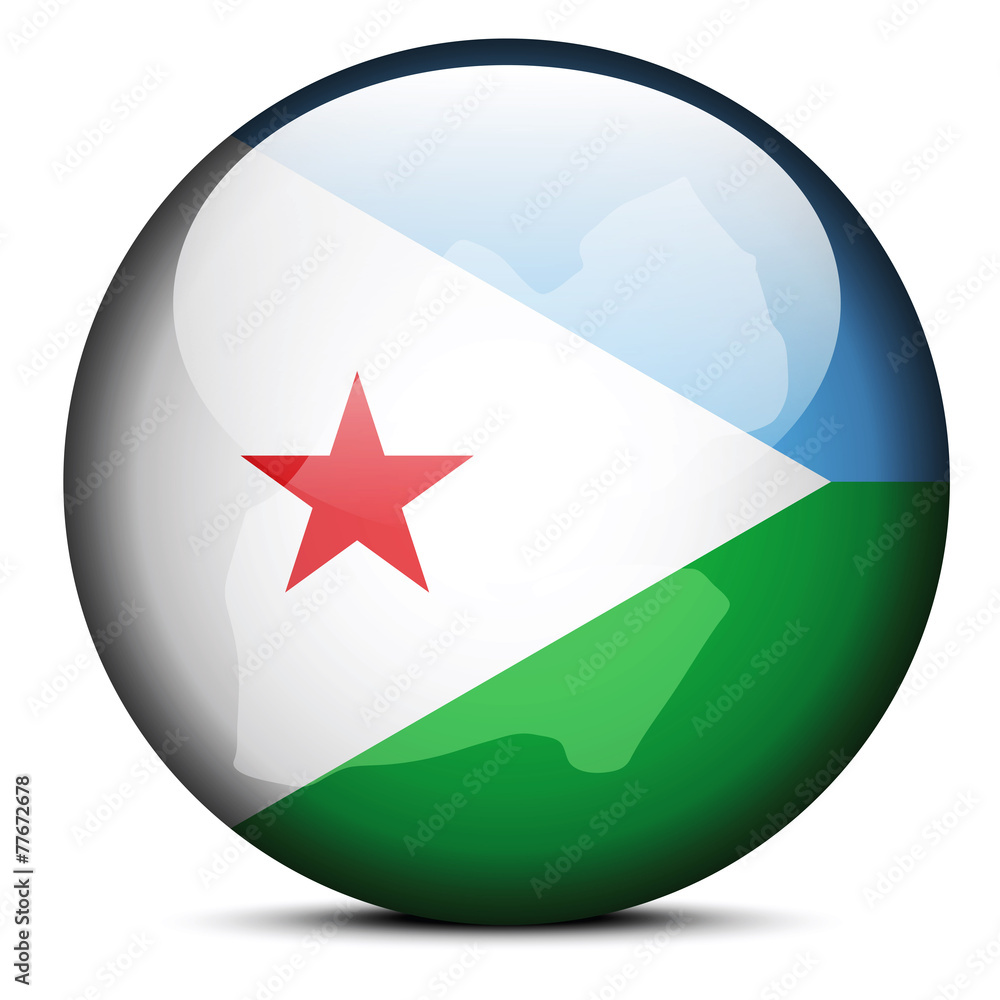 Map on flag button of Republic of Djibouti Map on flag button of Republic of Djibouti