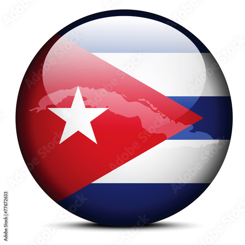 Map on flag button of Republic of Cuba
