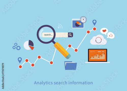 Icons set of analytics search information