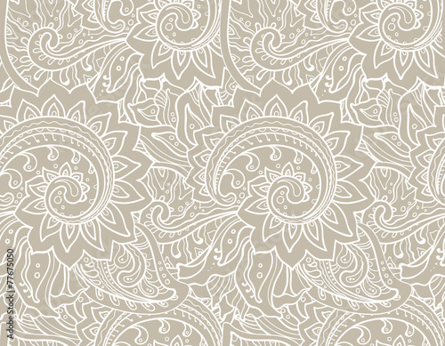 Seamless vector pattern with traditional oriental floral ornamen