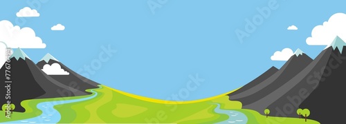 Panorama vector illustration of mountains and valley