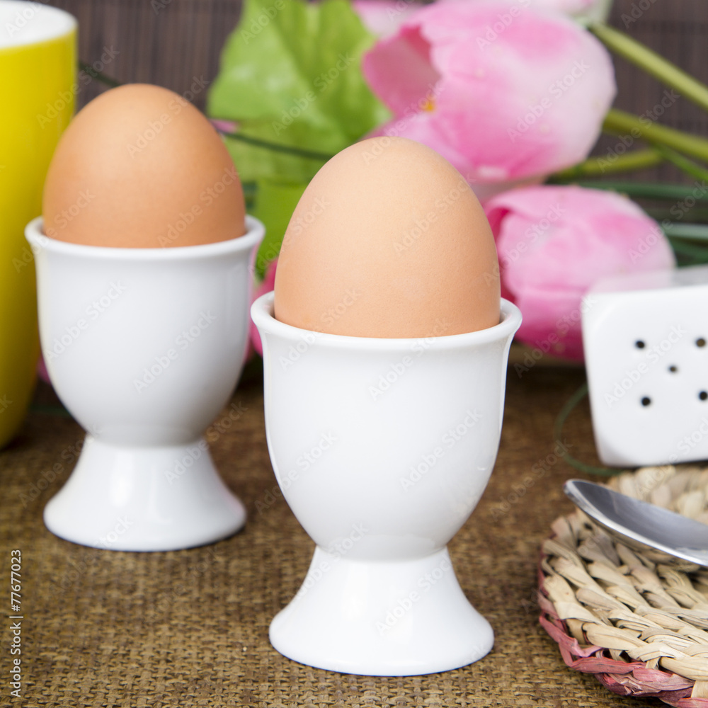 Easter breakfast - soft boiled eggs Easter breakfast - soft boiled eggs