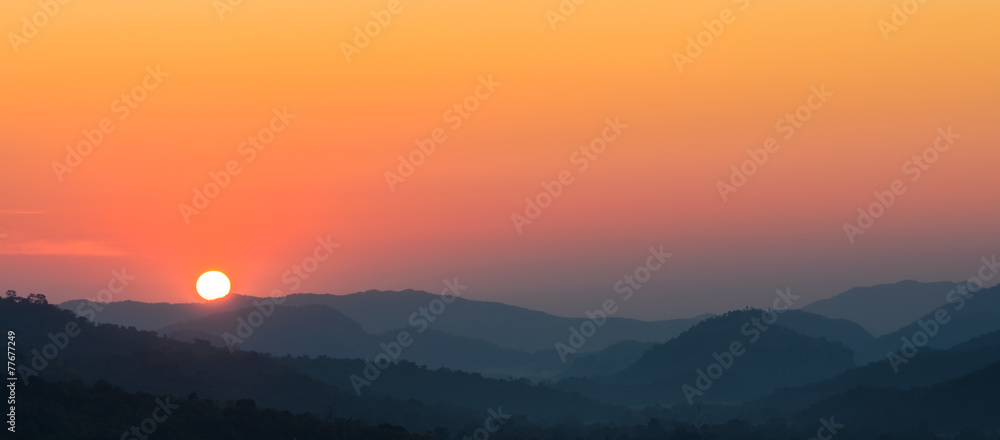 Beautiful view of sunset over mountains