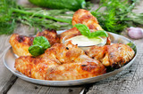 Baked chicken wings with sauce