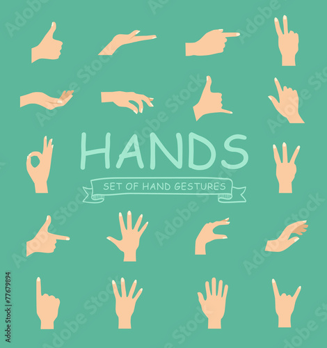 Hand vector collection on white background