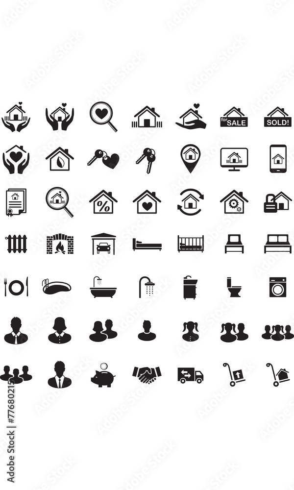 Real Estate icon set, Family symbols, Vector Real Estate icon set, Family symbols, Vector
