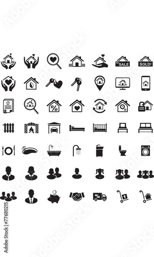 Real Estate icon set, Family symbols, Vector