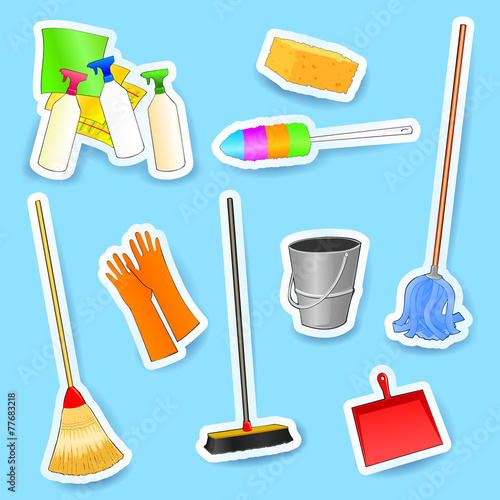 Cleaning equipment, set of vector icons