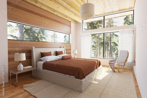 Bilde på lerret wooden bedroom interior