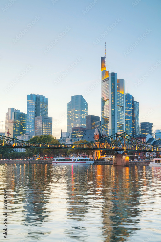 Frankfurt am Main cityscape at sunset