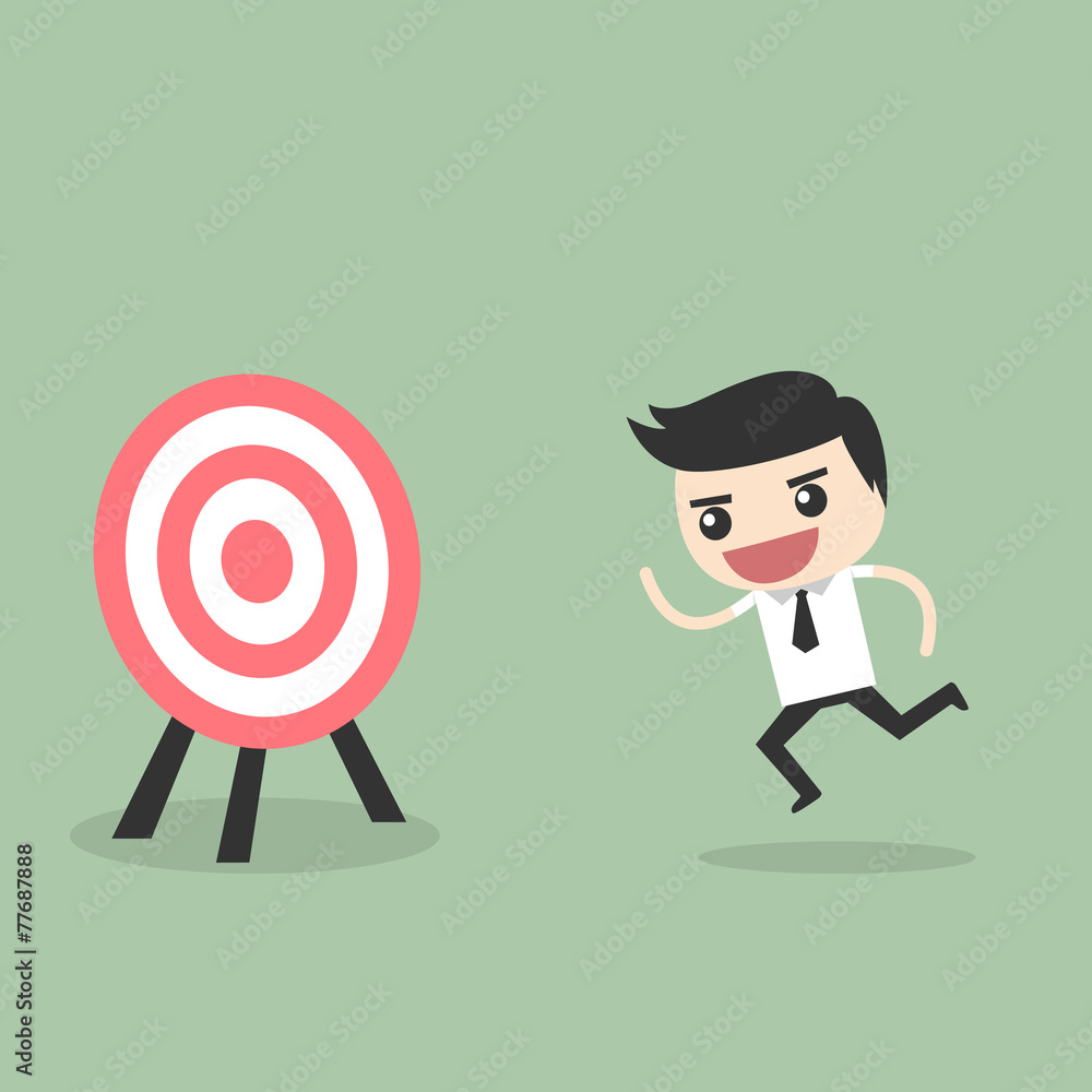 Businessman run to the target. Target of the crash Businessman run to the target. Target of the crash