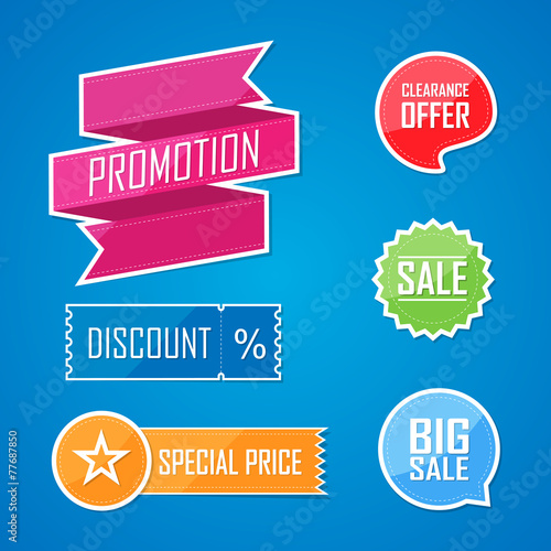 Banner set of offer flat elements label design