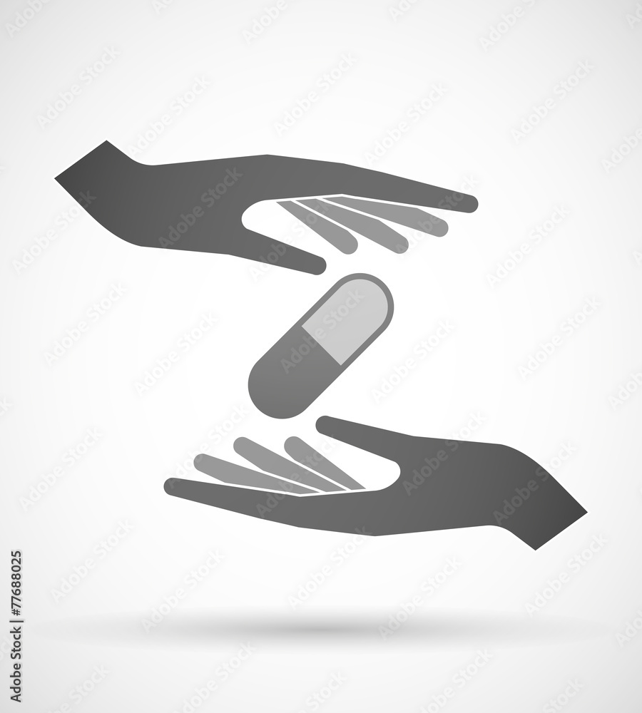 Hands protecting or giving a pill Hands protecting or giving a pill