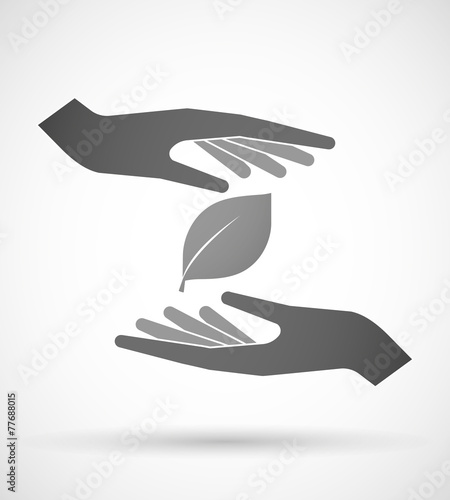 Hands protecting or giving a leaf