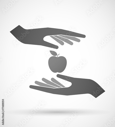 Hands protecting or giving a fruit