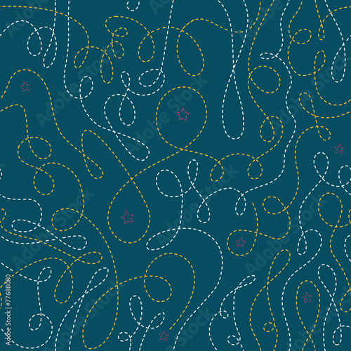 Seamless vector pattern with curly dashed lines
