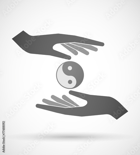 Hands protecting or giving a ying yang