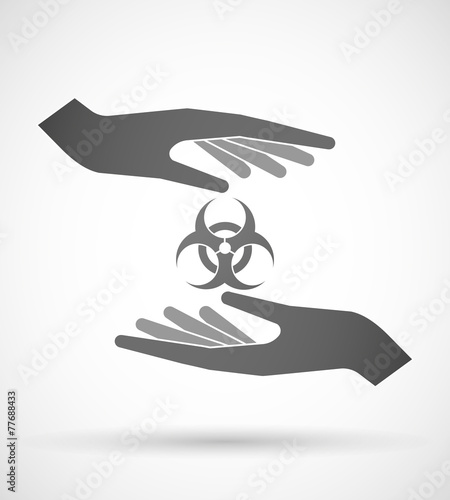 Hands protecting or giving a biohazard sign