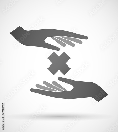 Hands protecting or giving an irritating substance sign