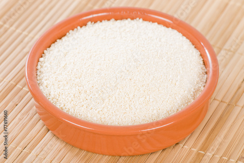 Farofa - Bowl of toasted manioc flour.