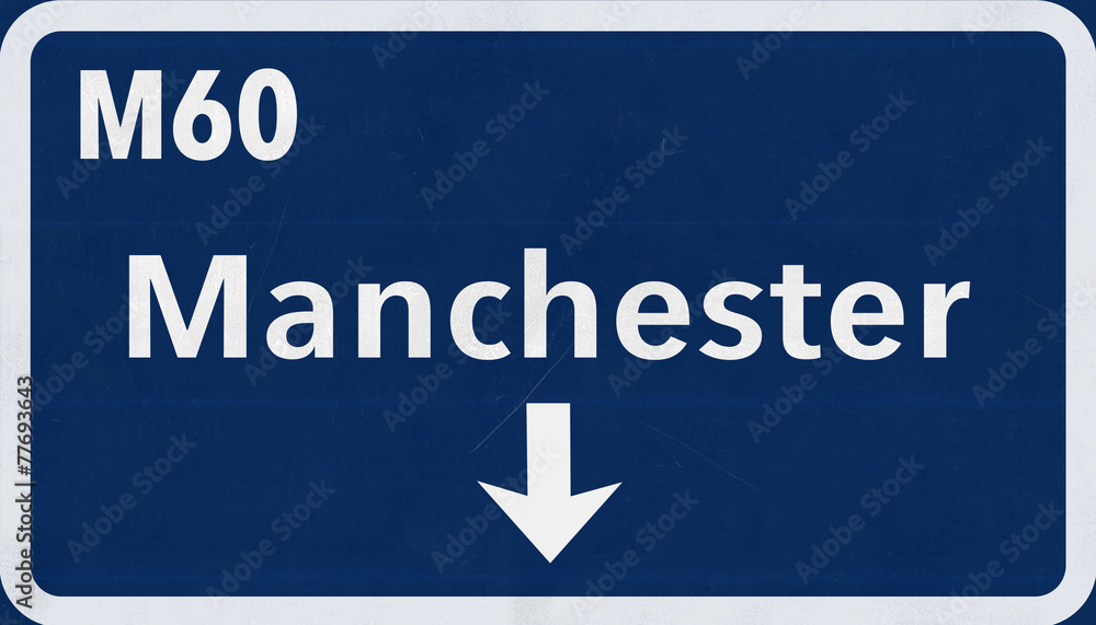 Naklejka premium Manchester United Kingdom Highway Road Sign