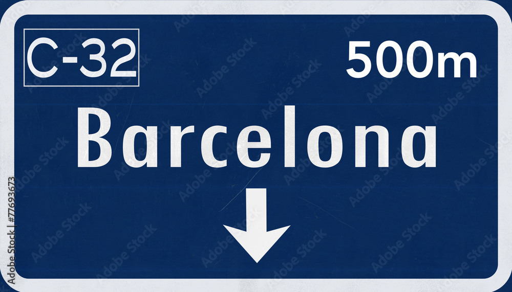 Barcelona Spain Highway Road Sign